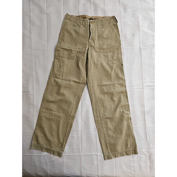 VTG Y2K Abercombie A&F wide leg khaki pants womens sz 4 Button Fly - Picture 1 of 9